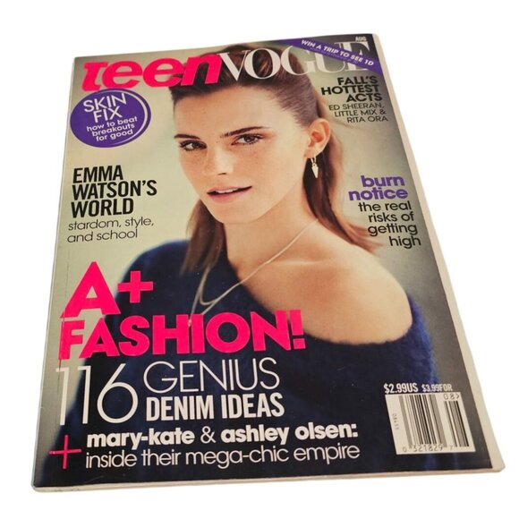 Teen Vogue Magazine August 2013 Emma Watson Cover Issue A+ Fashion Denim Ideas - Picture 1 of 13